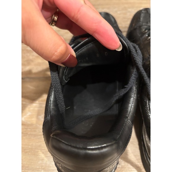 Gucci GG Embossed Leather Sneakers Low Top Lace Up Black Designer Shoes - Picture 7 of 14